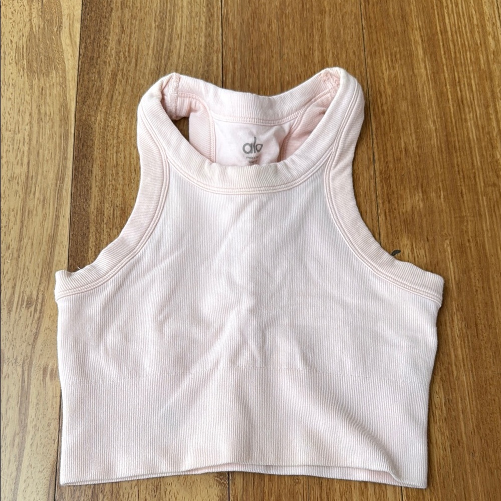 ALO Yoga Light Pink Ribbed Racerback Tank Top